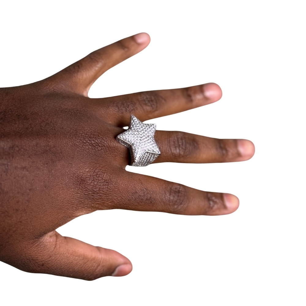 Men's Silver Star Statement Ring